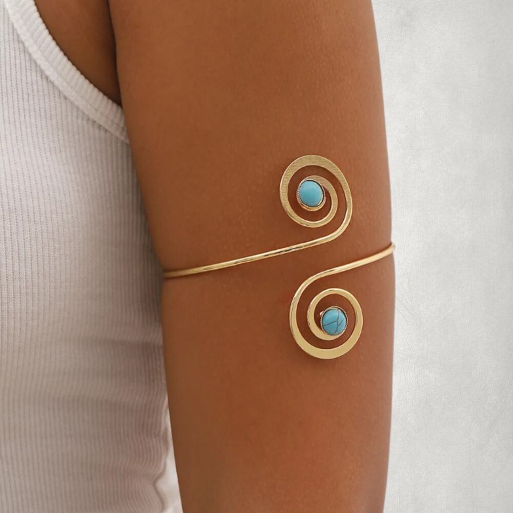 Gold & Turquoise Spiral Armband
